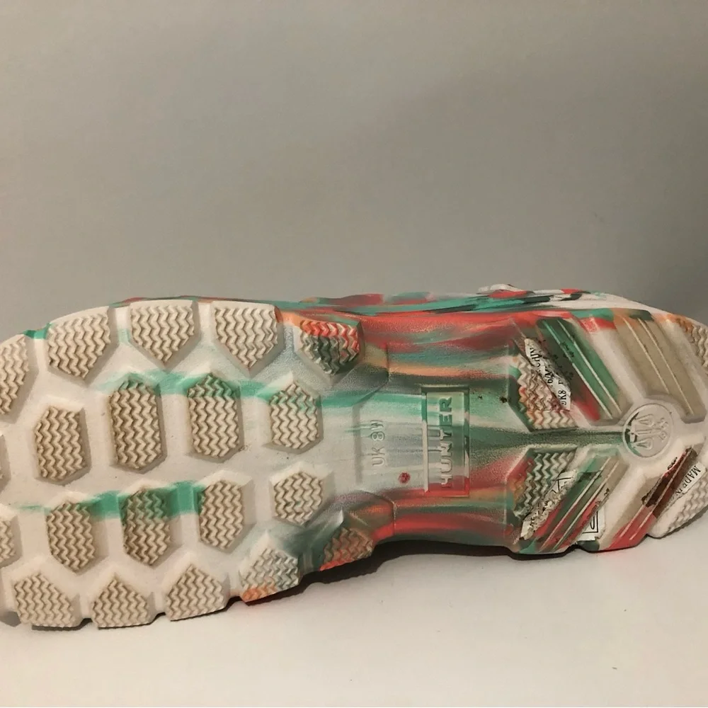 Hunter Bloom Algae Foam Slide Sandals White Marbled Tie Dye Women’s US 10 UK 8